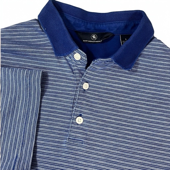 Hart Schaffner Marx Other - HART SCHAFFNER MARX Polo Shirt Men's Large Blue White Short Sleeve Golf Logo EUC